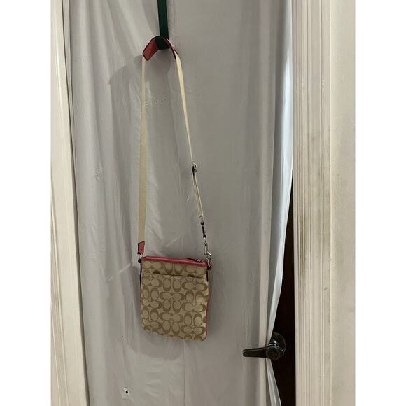 Coach Pink Tan Crossbody Bag Some Stains As Is 7.5 X9 - Picture 12 of 16